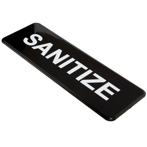 Vollrath 4519 3"H x 9"W Black Sanitize Sign