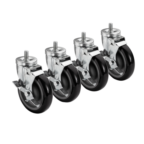Krowne 28-146S 5" Threaded Stem Caster with Brake - 4/Set