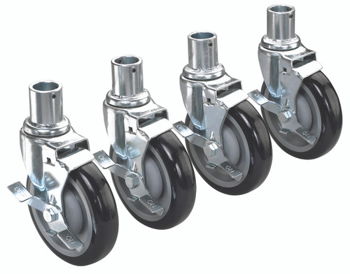 Krowne 28-151S 6" Overall Universal Wire Shelving Caster with Side Brake, 5" Wheel, Set of 4
