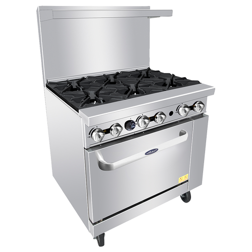 Atosa AGR-6B-NG 36" W Natural Gas 6 Open Burners 1 Oven Stainless Steel Cookrite Range - 219,000 BTU