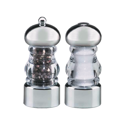 Chef Specialties 29160 Professional Series Lori 5 1/2" Salt / Pepper Shaker & Mill Set