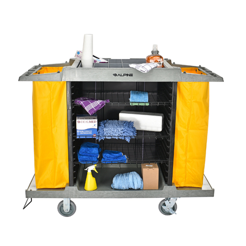 Alpine ALP463-2 Open Base Lodging Hotel or Housekeeping Cart