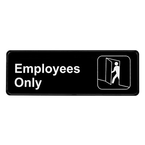Alpine ALPSGN-21 9" W x 3" H Black and White Self Adhesive Backing Employees Only Sign