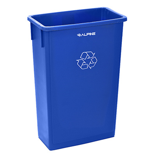 Alpine ALP477-R-BLU Blue 23 Gallon 20"W x 11"D x 30"H Slim Recycle Waste Bin