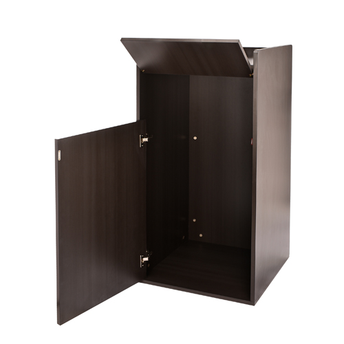 Alpine ALP476-BLK Black 40 Gallon Receptacle Enclosure with Drop Hole and Tray Shelf Cabinet Style