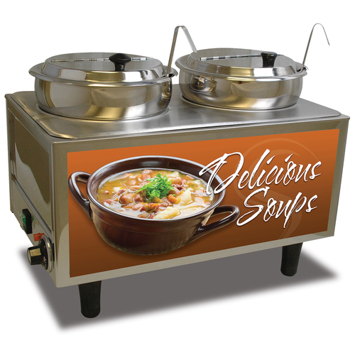 Winco 51072S Dual 7 Qt. Wells Benchmark Soup Station Warmer - 120V 1200W