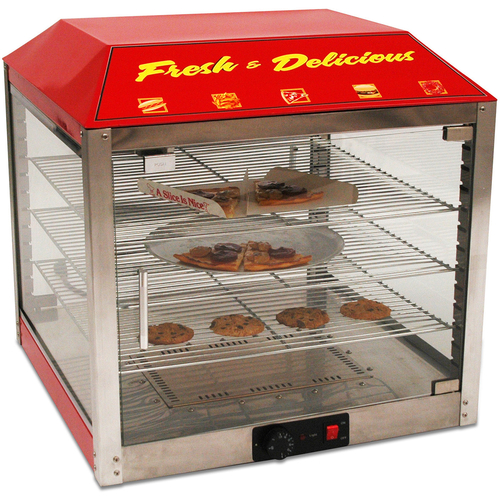 Winco 51048 Benchmark Hot Food Display Case Countertop Pass-Thru 23"W x 23"D x 24-1/2"H Aluminum & Stainless Steel Construction - 450 watts 120v/60/1-ph 3.8 Amps