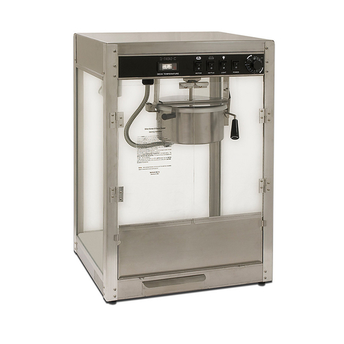 Winco 11087 8 Oz. Silver Screen Stainless Steel Popcorn Machine - 120V 1510W
