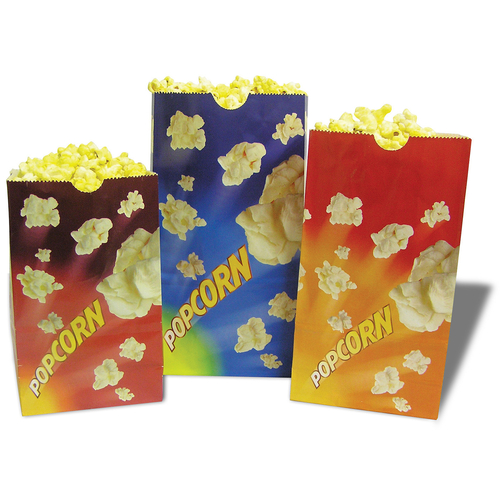 Winco 41230CS 6" W x 3.75" D x 10.5" H 130 Oz. Benchmark Popcorn Butter Bags (500 Bags Per Pack)