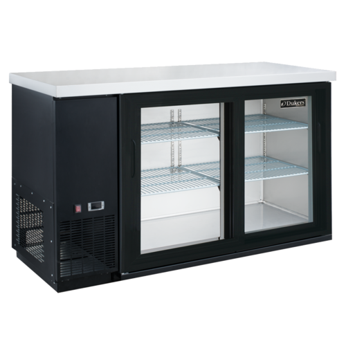 Dukers DBB60-H2 61 1/9"W Two-Section Reach-In Glass Door Refrigerated Back Bar Cooler With LED Lighting