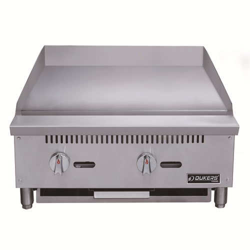 Dukers DCGMA24 24"W Stainless Steel Gas Countertop Griddle - 60,000 BTU