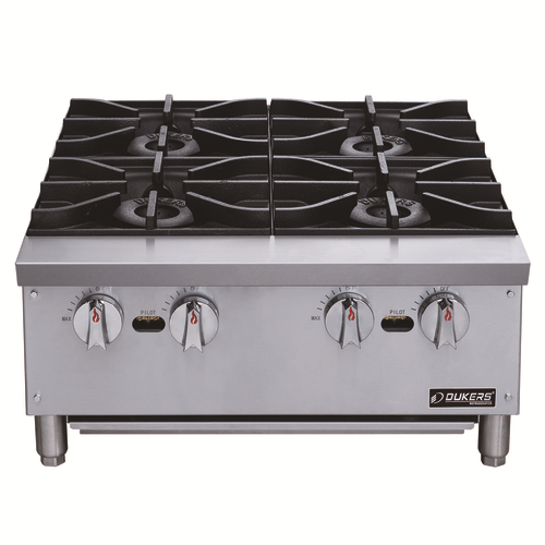 Dukers DCHPB24 24" W Stainless Steel Burners Countertop Hotplate Gas - 128,000 BTU