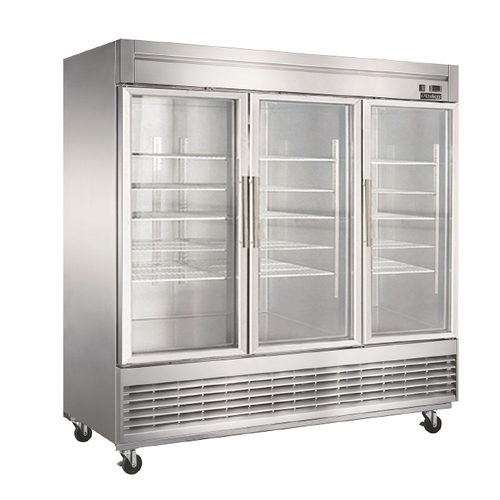 Dukers D83R-GS3 82.63"W Stainless Steel Glass Door Refrigerator