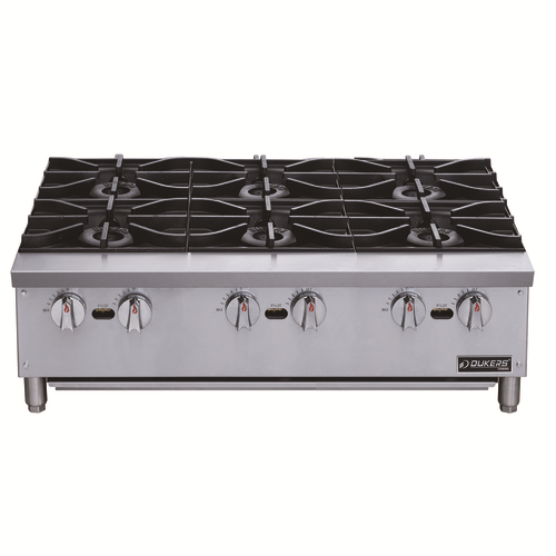 Dukers DCHPB36 36" W Stainless Steel Burners Countertop Hotplate Gas - 192,000 BTU