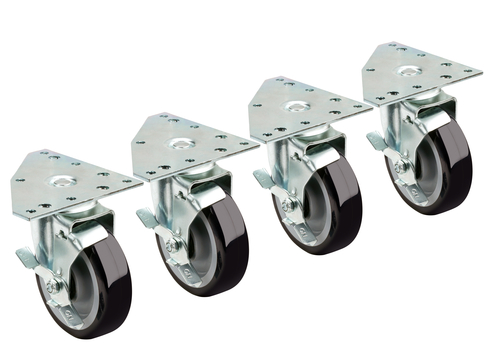 Krowne 28-166S 5" Dia Grease Resistant Krowne Triangle Heavy Duty Plate Caster Swivel With Lock - (Set of 4)