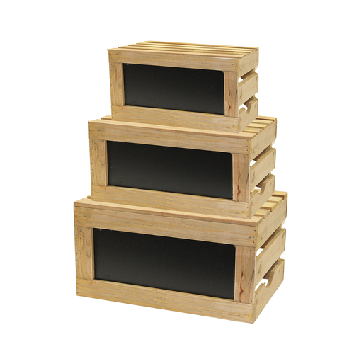 TableCraft Products RCBCRATE1 Natural Wood Rustic Risers Crate Set With Chalkboard