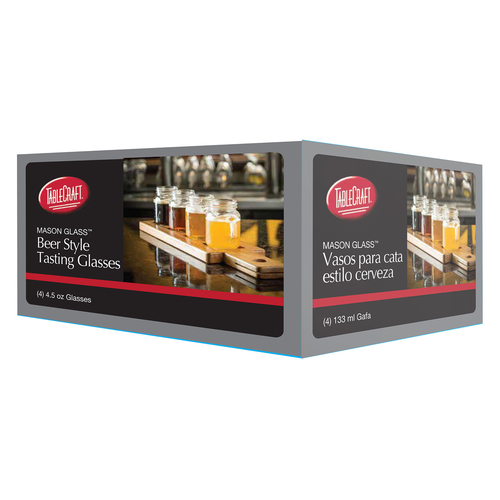 TableCraft Products FLBEER4 4 1/2 Oz. Square Glass Cash & Carry Mason Jars