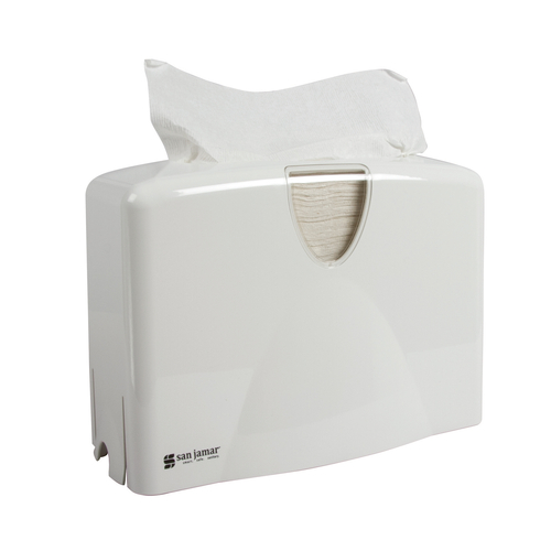San Jamar T1740WH 12"W x 5-1/2"D x 8-1/2"H White Plastic Countertop Towel Dispenser