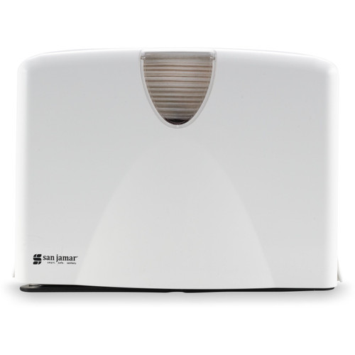 San Jamar T1740WH 12"W x 5-1/2"D x 8-1/2"H White Plastic Countertop Towel Dispenser
