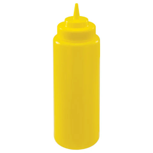 Winco PSW-32Y 32 Oz. Yellow Plastic Wide Mouth Asqueeze Bottle