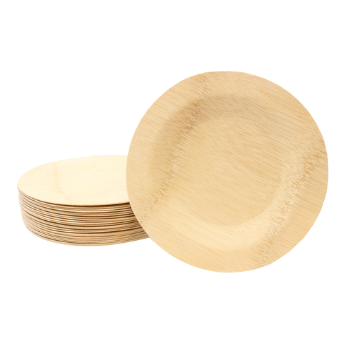 TableCraft Products BAMDRP7 7" Round Bamboo Cash & Carry Disposable Plate