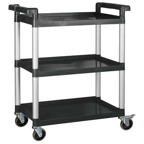 Winco UC-2415K 330 Lb. 3-Tier Black Plastic Utility Cart