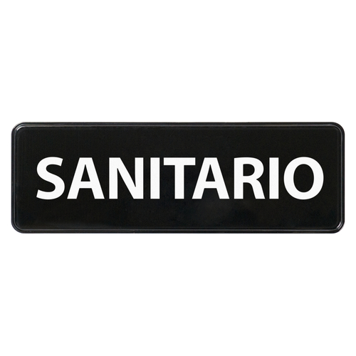 Winco SGN-367 9" x3"H "Sanitize" In Spanish With Symbol Information Sign