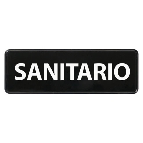 Winco SGN-367 9" x3"H "Sanitize" In Spanish With Symbol Information Sign