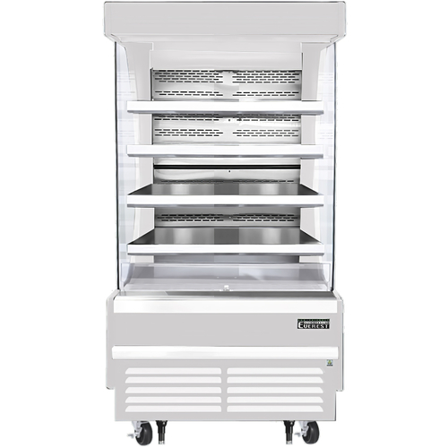 Everest Refrigeration EOMV-36-W-28-T 37 1/4" x 28 3/8" x 78" Stainless Steel Interior Vertical Open Display Merchandiser