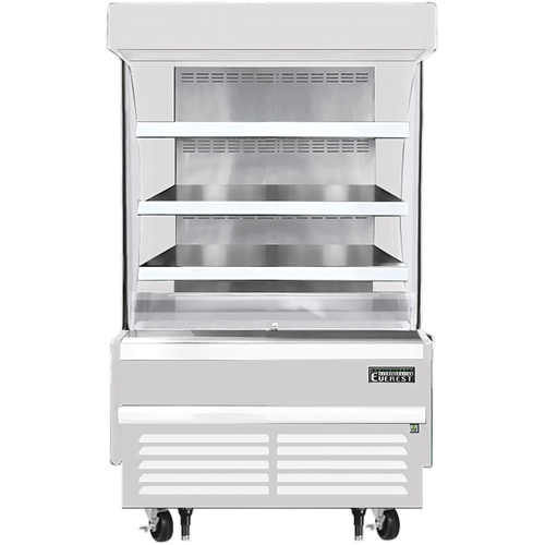 Everest Refrigeration EOMV-36-W-28-S 37-1/4"W x 28-3/8"D x 60-1/8"H Stainless Steel Vertical Open Display Merchandiser