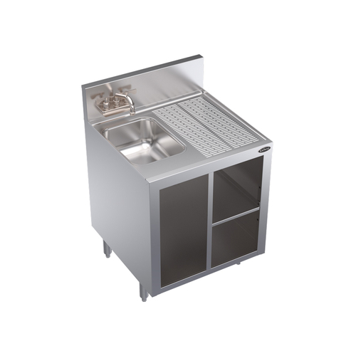 Krowne KR24-24SC-L 24"W x 24"D Stainless Steel Royal Series Underbar Wet Waste Cabinet