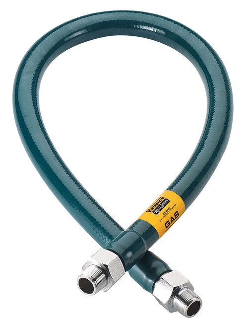 Krowne M10072 72” Royal Series Gas Hose Stainless Steel Corrugated Tubing & Radial Wrap With Green Antimicrobial PVC Coating - 1"