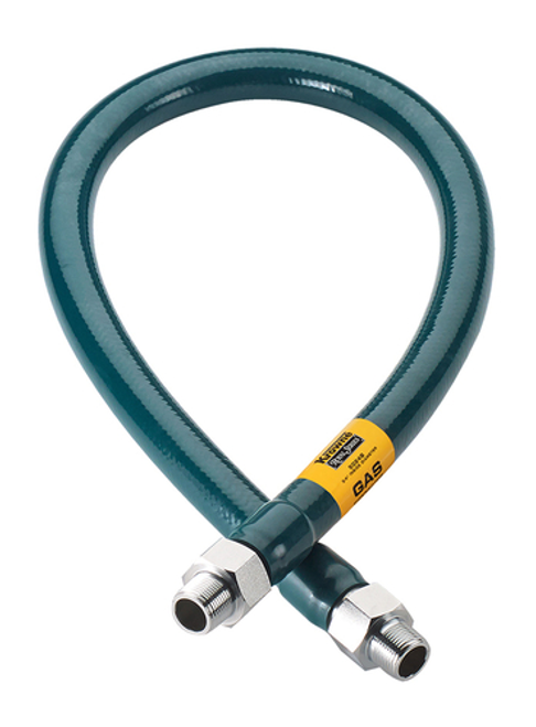 Krowne M5060 60” Royal Series Gas Hose Stainless Steel Corrugated Tubing & Radial Wrap With Green Antimicrobial PVC Coating - 0.5"