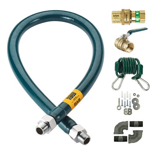 Krowne C10048K 48" Royal Series Moveable Gas Connection Kit With 2 Elbows Full Port Valve And Restraining Device