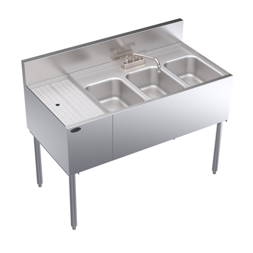 Krowne KR24-43R 48"W x 24"D Stainless Steel Royal Series Underbar Sink Unit