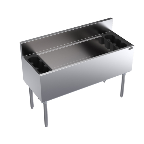 Krowne KR19-48DP-10 48"W x 19"D Stainless Steel & Galvanized Royal Series Underbar Ice Bin/Cocktail Unit