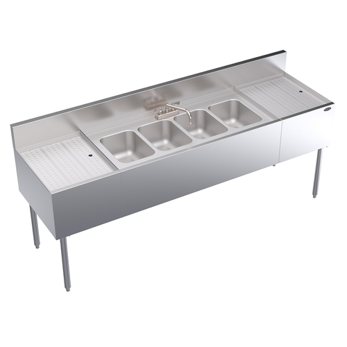 Krowne KR24-74C 84"W x 24"D Stainless Steel Royal Series Underbar Sink Unit