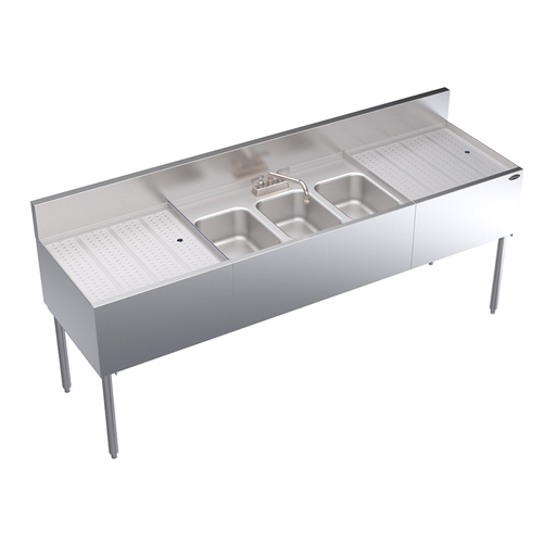 Krowne KR24-73C 84"W x 24"D Stainless Steel Royal Series Underbar Sink Unit