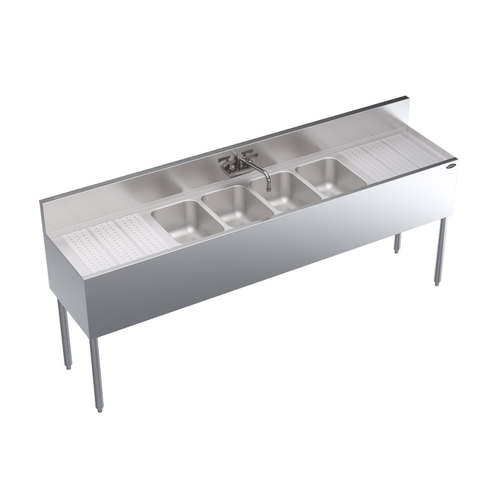 Krowne KR19-74C 84"W x 19"D Stainless Steel Royal Series Underbar Sink Unit