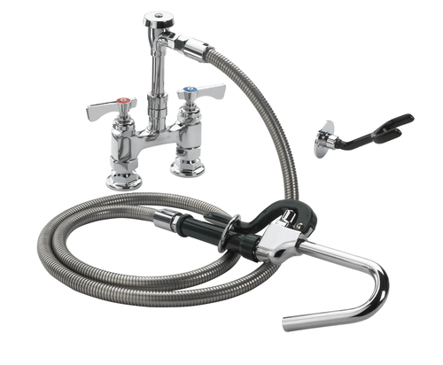 Krowne 20-204L Deck Mount Royal Series Pot Filler with 4" Adjustable Centers 72" Stainless Steel Flexible Hose