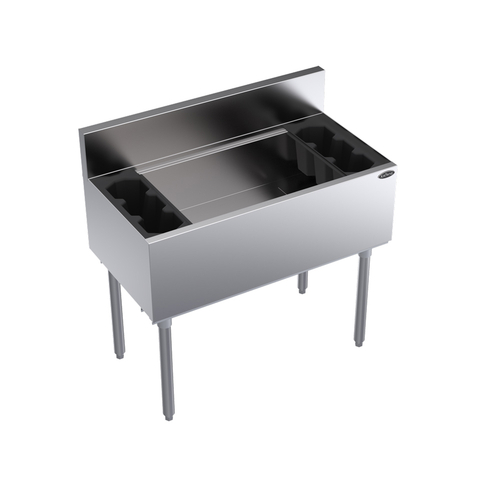 Krowne KR19-36  36"W x 19"D Stainless Steel & Galvanized Royal Series Underbar Ice Bin/Cocktail Unit