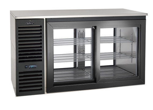 Krowne PTSD60L 60"W x 24"D Two-Section Sliding Door Pass Thru Refrigerated Back Bar Storage Cabinet - 115V