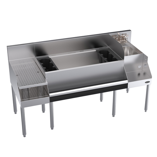 Krowne KR24-W60B-10 60" x 24" Royal Series Underbar Ice Bin/Cocktail Station With Blender Station & Recessed Drainboard