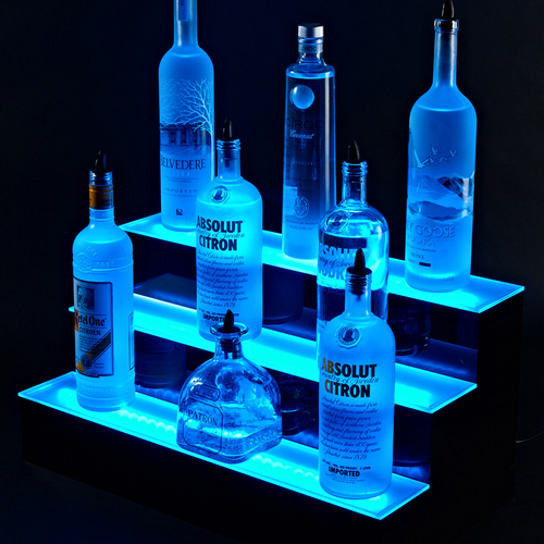 Krowne KR-3T60-L 45 Bottle Capacity Royal Series Lighted Countertop Liquor Display