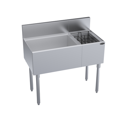 Krowne KR19-M36L 36"W x 19"D Stainless Steel & Galvanized Royal Series Underbar Ice Bin/Cocktail Unit