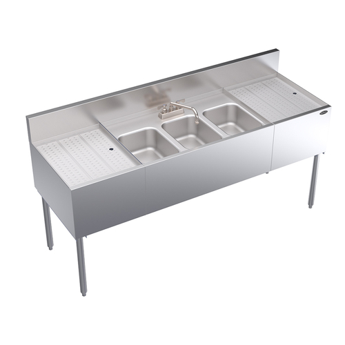Krowne KR24-63C 72"W x 24"D Stainless Steel Royal Series Underbar Sink Unit