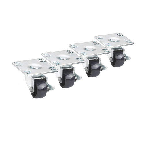 Krowne BC-132 2" Dia. Low Profile With Brakes Plate Casters (Set Of 4)