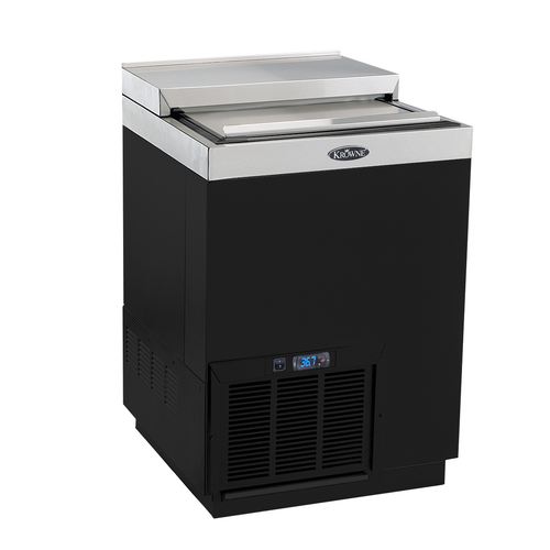 Krowne BC24-BG 24"W X 24"D Self-Contained Refrigeration Black Vinyl Clad Exterior Flat Top Bottle Cooler