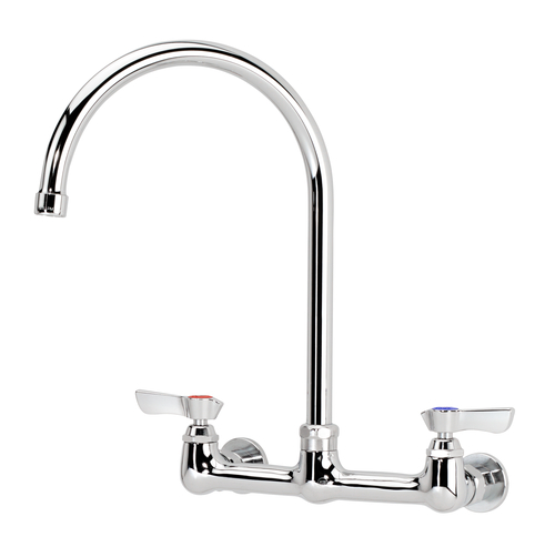 Krowne 12-802L 8" Centers 8 1/2" Gooseneck Spout Splash-Mounted Silver Series Faucet