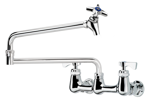 Krowne 16-253L Wall Mount Royal Series Pot Filler Faucet with 8" Centers 24" Jointed Spout Shut-Off Valve